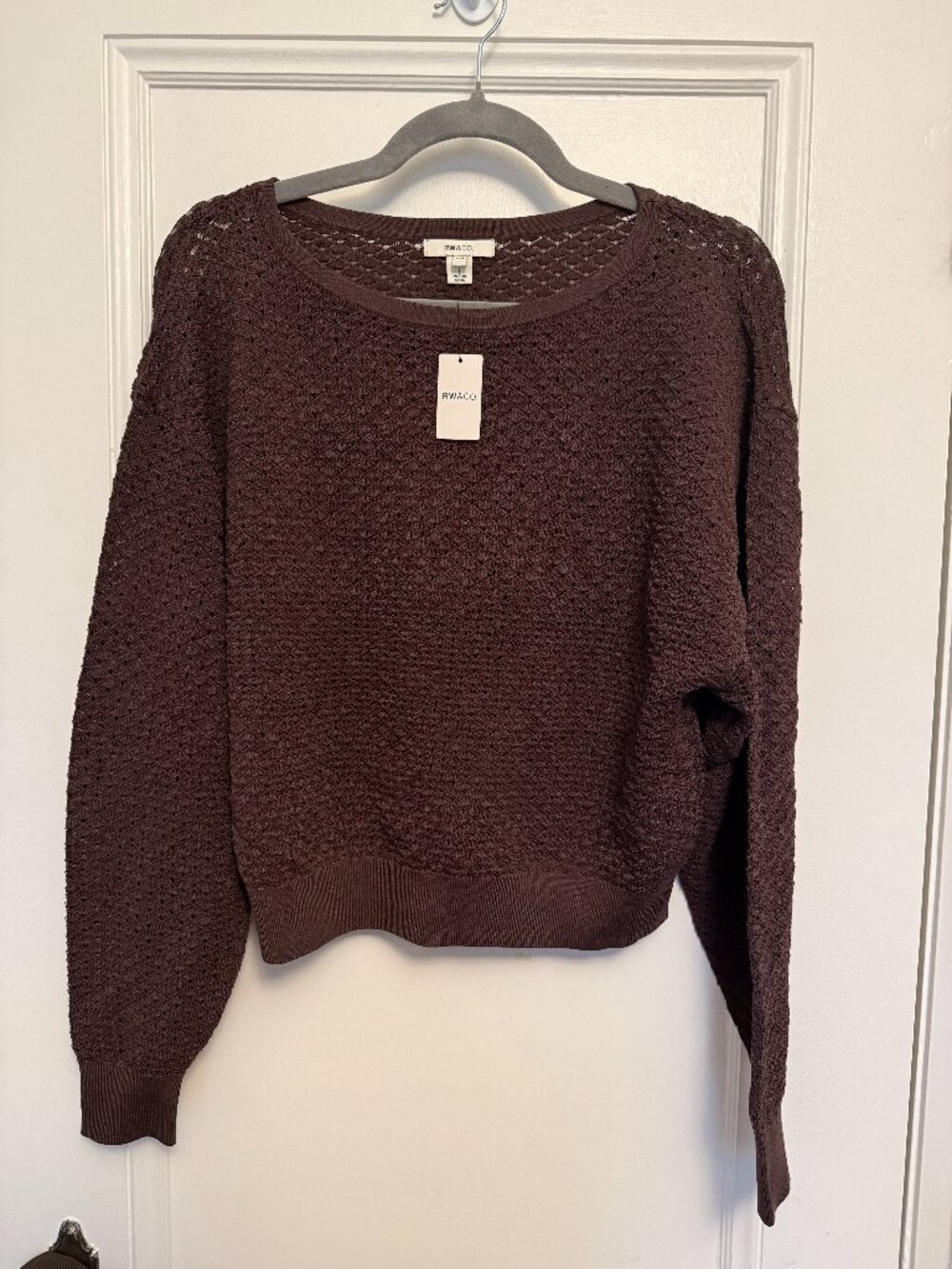 NWT chocolate brown mesh sweater (RW & Co.)